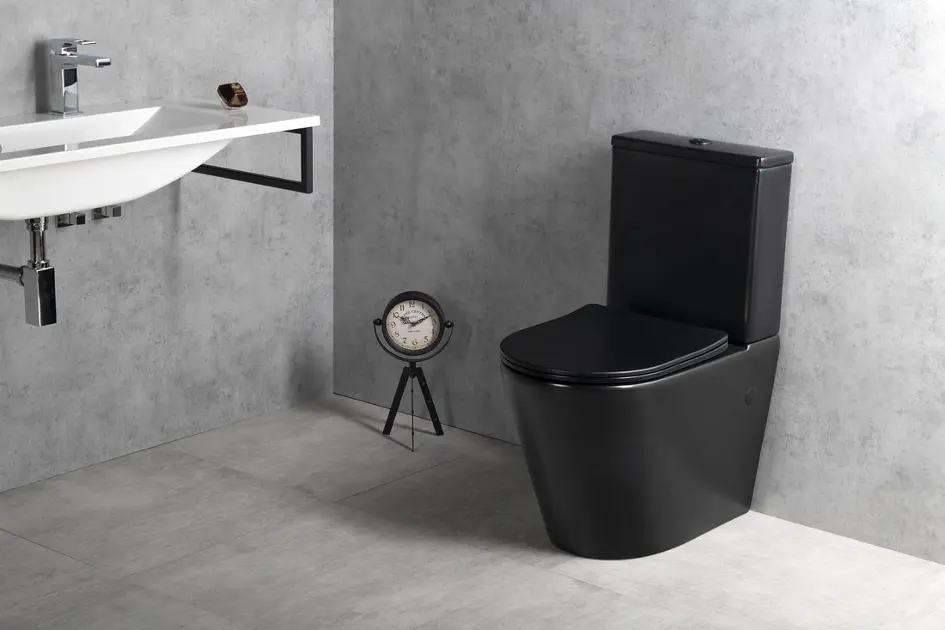Sapho Paco - Vas WC monobloc, evacuare vario, Rimless, negru