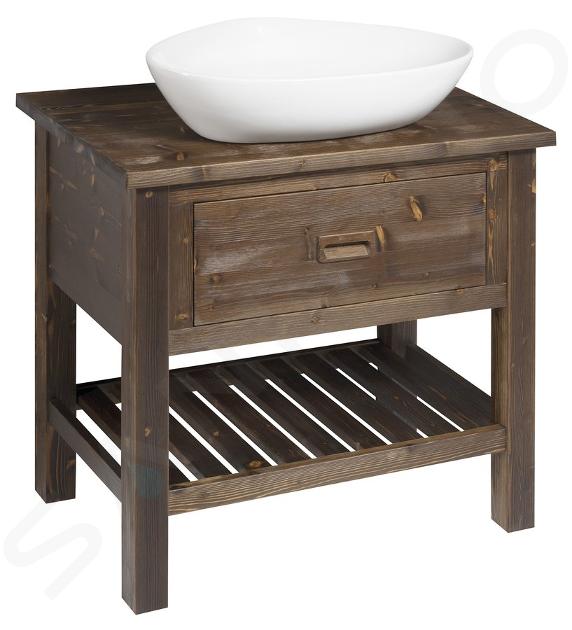 Sapho Brand - Meuble lavabo 73x80x50 cm, 1 tiroir, épicéa teinté BA083S