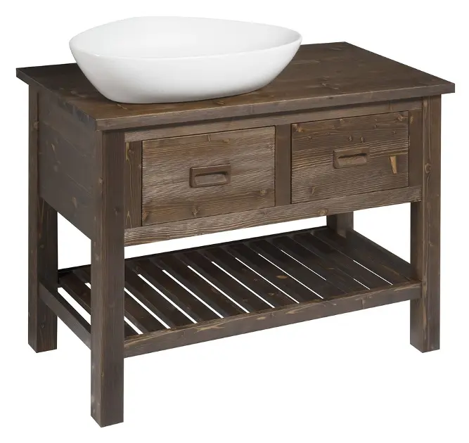 Sapho Brand - Meuble lavabo 100x73x50 cm, 2 tiroirs, épicéa teinté BA101S