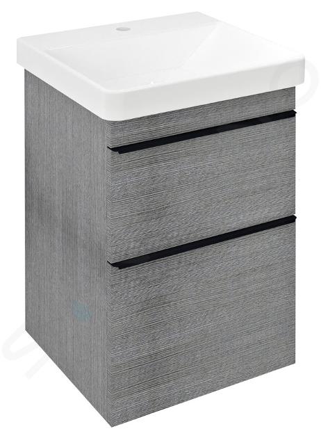 Sapho Sitia - Waschtischunterschrank 70x46x44 cm, 2 Schubladen, Eiche silber SI050-1111