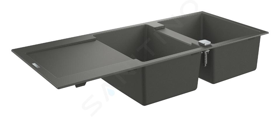 Grohe Dřezy - Kompozitní dřez K500 s automatickým odtokem, 1160x500 mm, granitová černá 31647AP0ROZ1