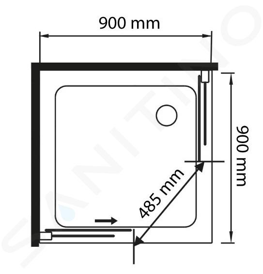 Lansanit LUX Slim Alvaro - Sprchový kout Black Line, 900x900 mm, matná černá/čiré sklo CZD99-BROZ2