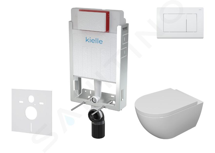 kielle Genesis - Set voorwandinstallatie, toilet met toiletbril softclose en bedieningspaneel Gemini III, glanzend wit 30505SZ15