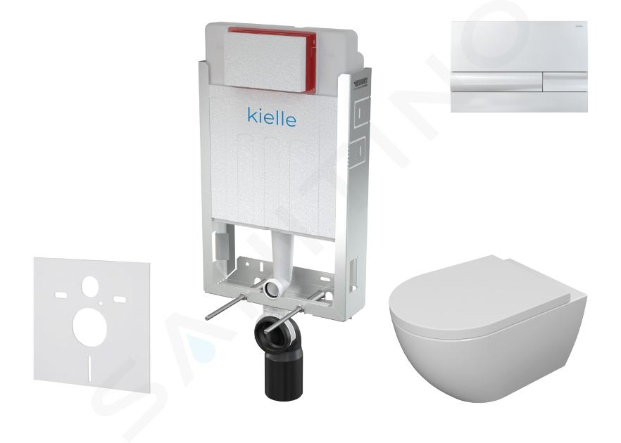 kielle Genesis - Pre-wall installation system, toilet with SoftClose toilet seat and Gemini I flush plate, chrome 30505SZ16