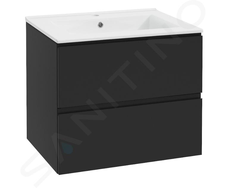 kielle Oudee - Mobiletto con lavabo, 60x55x46 cm, 2 cassetti, nero opaco 50002S64