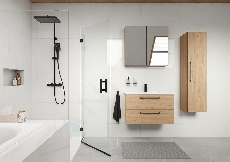 Mobile Bagno Sospeso da 800mm in Rovere Dorato con Lavabo da