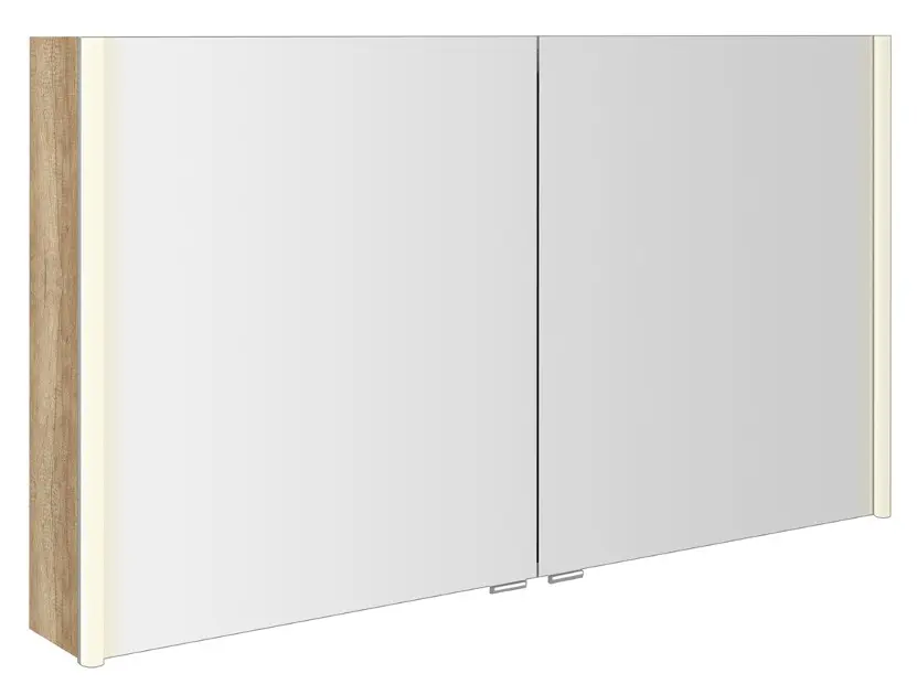 Levně Sapho Alix - Zrcadlová skříňka s LED osvětlením 126x70x18 cm, 2x dvířka, dub alabama AX126-0022