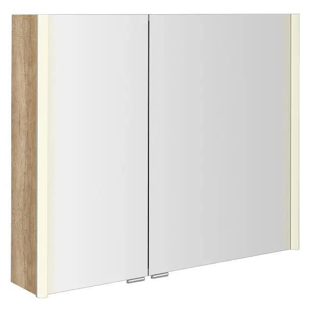 Sapho Alix - Vitrina s ogledalom s LED rasvjetom 86x70x18 cm, 2x vrata, Alabama hrast AX186-0022