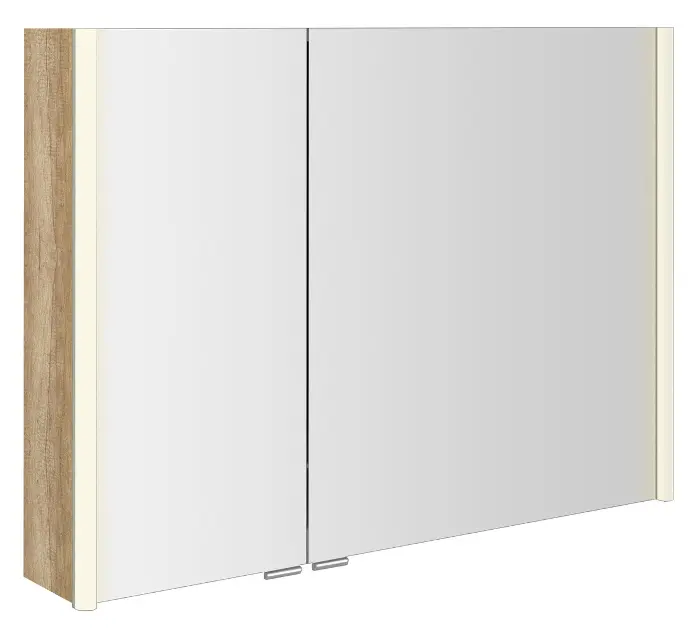 Sapho Alix - Vitrina s ogledalom i LED rasvjetom 96x70x18 cm, 2x vrata, Alabama hrast AX196-0022