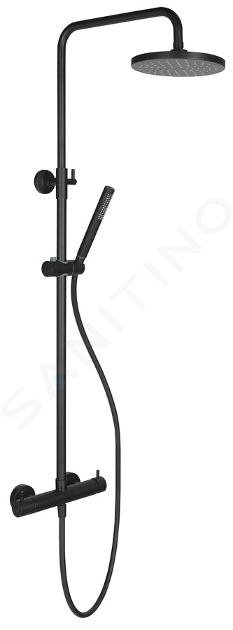 Sapho Mia - Doucheset met kraan, diameter 20 cm, 1 jet, zwart MA139B