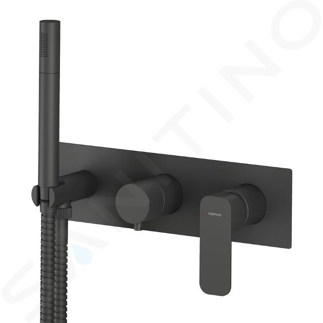 Sapho Spy - Batéria pod omietku, na 2 spotrebiče, s telesom, matná čierna PY52/15