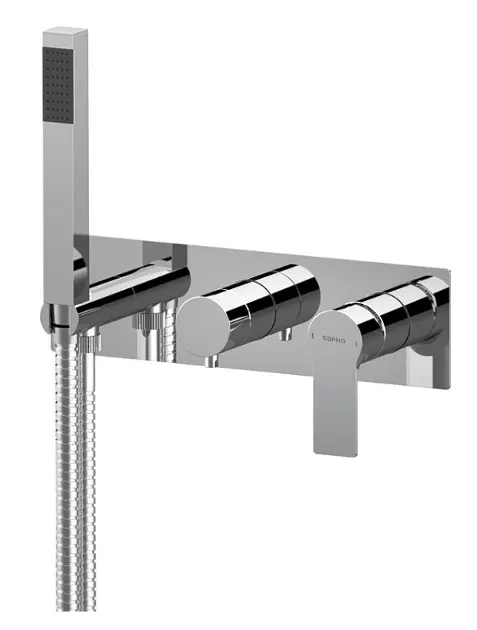 Sapho Pax - Mitigeur encastré, 2 sorties, avec accessoires, chrome XA52