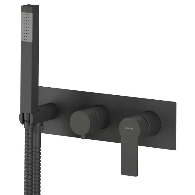 Sapho Pax - Mitigeur encastré, 2 sorties, avec accessoires, noir mat XA52/15