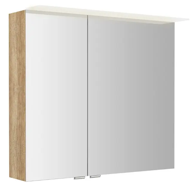 Levně Sapho Linex - Zrcadlová skříňka s LED osvětlením 80x70x15 cm, 2x dvířka, dub alabama LX080-0022