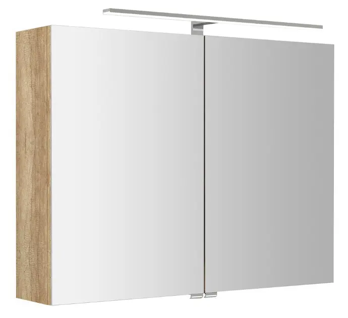 Sapho Riwa - Tükrös szekrény LED világítással 70x81x17 cm, 2 ajtó, Alabama tölgy RIW080-0022