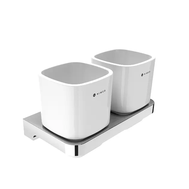 Nimco Maya - Fogkefe- és fogkrémtartó tégely, fehér/króm, tartóval MA 29058DK-26