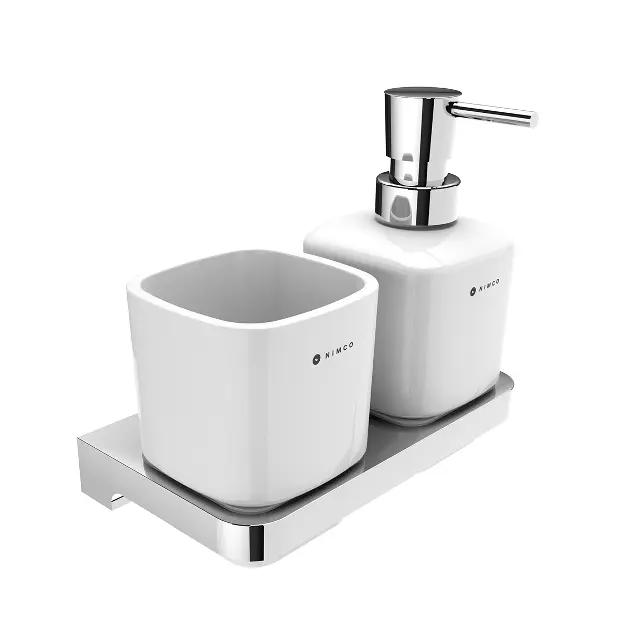 Nimco Maya - Szappanadagoló és pohár tartóval, fehér/króm MA 2905831K-T-26