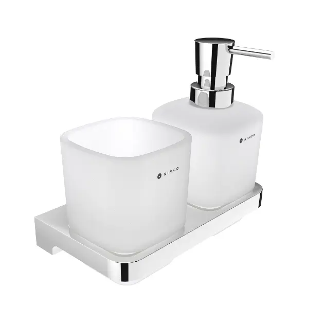 Nimco Maya - Szappanadagoló és pohár tartóval, matt üveg/króm MA 2905831C-26