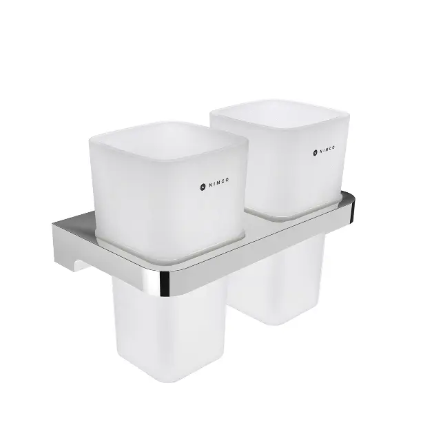 Nimco Maya - Dupla fogkefe- és fogkrémtartó, matt üveg/króm MA 29058D-H-26