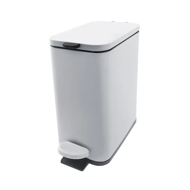 5five – Cestino Rifiuti 30 Litri Con Coperchio In Bambù, Grigio, Metallo, Chiusura Soft Close