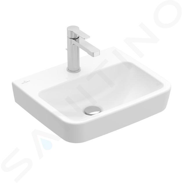 Villeroy & Boch O.novo - Umývátko 50x37 cm, bez přepadu, otvor pro baterii, CeramicPlus, alpská bílá 434451R1IIJ2