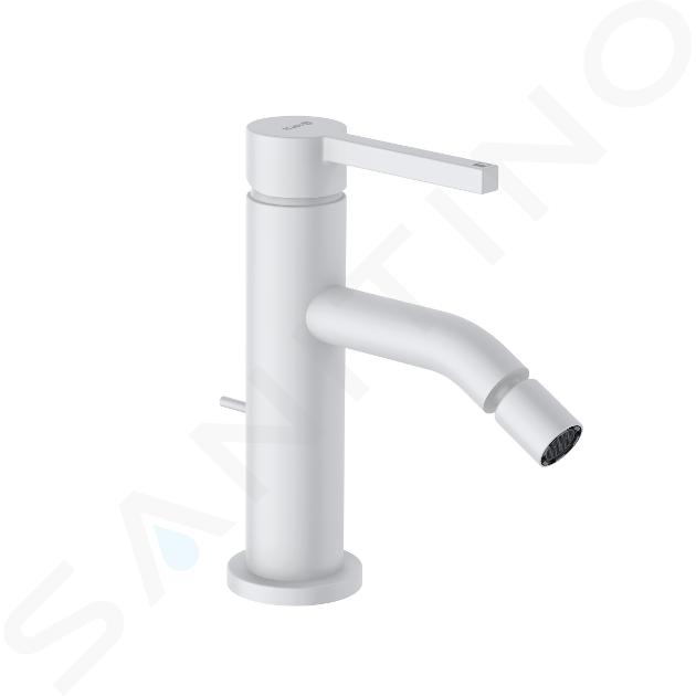 Kludi Nova Fonte - Grifo de bidé con desagüe, blanco mate 202165315