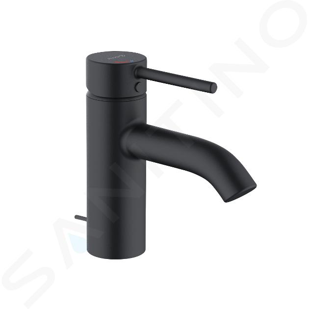 Kludi Bozz - grifo de lavabo, con caño, EcoPlus, negro mate 382633976