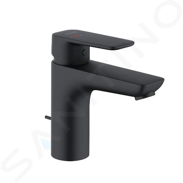 Kludi Pure&Style - grifo de lavabo, con caño, EcoPlus, negro mate 402933975