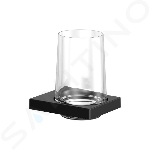 Keuco Edition 11 - Vaso para cepillos de dientes con soporte, cristal/negro mate 11150379000