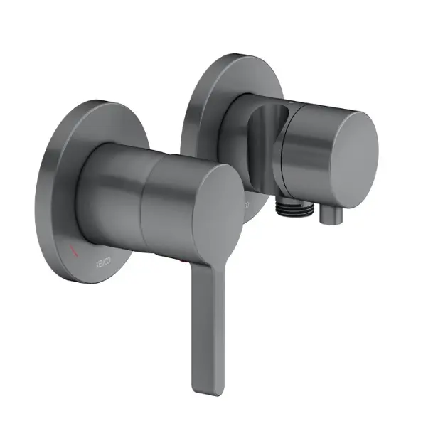 Levně Keuco Edition 400 - Baterie pod omítku pro 2 spotřebiče, kartáčovaný černý chrom 51551131221