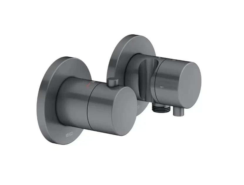Keuco Edition 400 - Thermostatische inbouwkraan, voor 2 functies, geborsteld zwart chroom 51553131221
