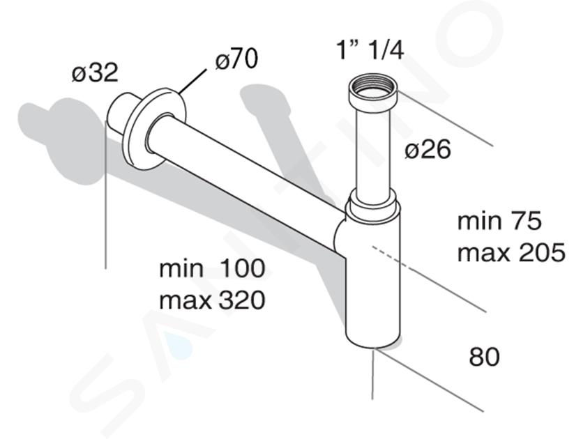 Sapho Siphons - Siphon de lavabo, 1 1/4, sortie d'évacuation 32 mm