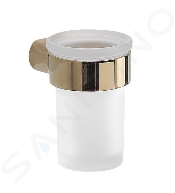 Sapho Gedy Pirenei - Vaso para cepillo y pasta de dientes con soporte, cristal esmerilado/oro PI1087