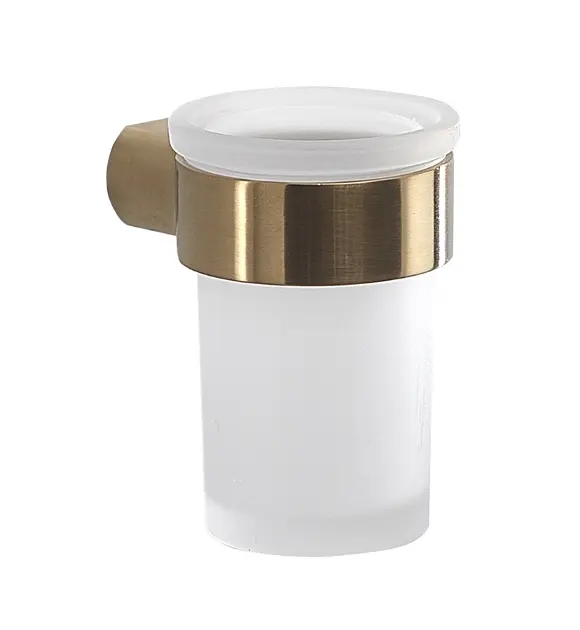 Sapho Gedy Pirenei - Pohárik na kefky a pastu s držiakom, mliečne sklo/matná zlatá PI1088