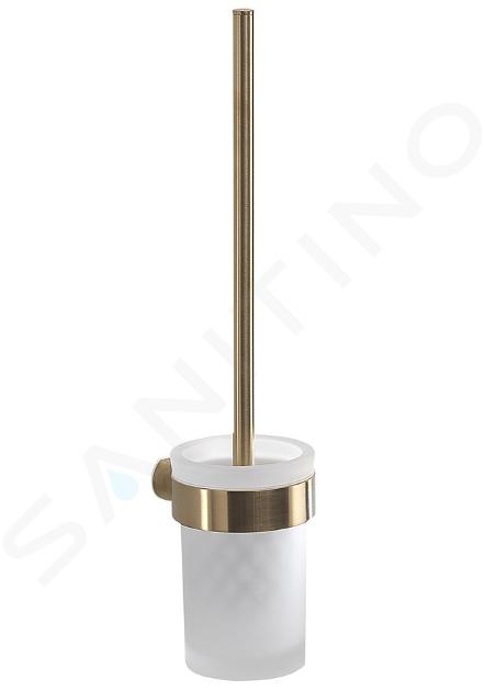 Sapho Gedy Pirenei - Wand-WC-Bürste mit Halter, Farbe Gold matt/Glas Satin PI330388