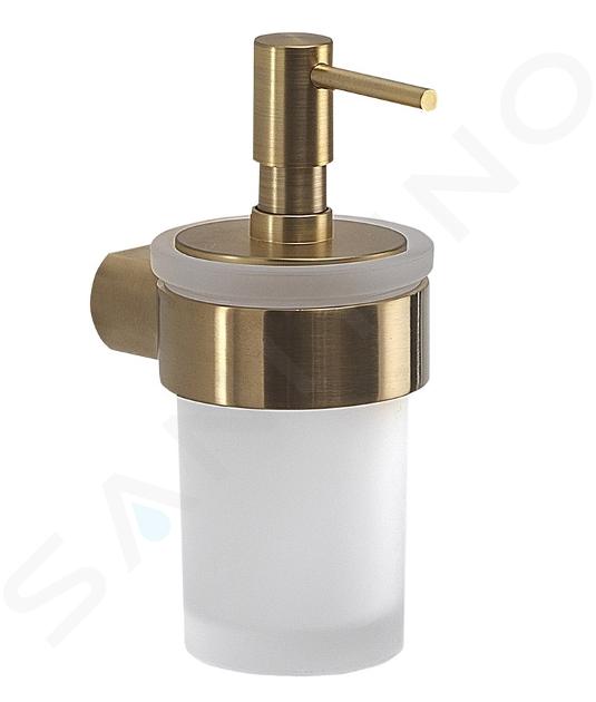 Sapho Gedy Pirenei - Dispenser di sapone liquido con supporto, color oro opaco/vetro satin PI8188