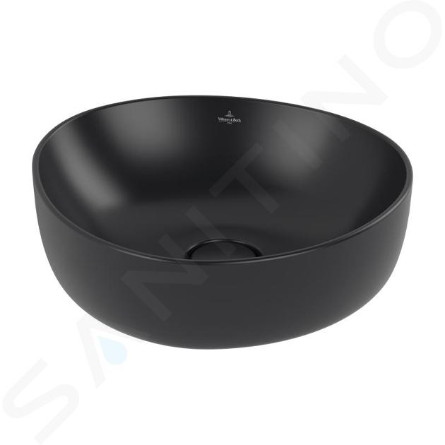 Villeroy & Boch Antao - Lavabo sobre encimera, 40x40 cm, CeramicPlus, Negro puro 4A7240R7