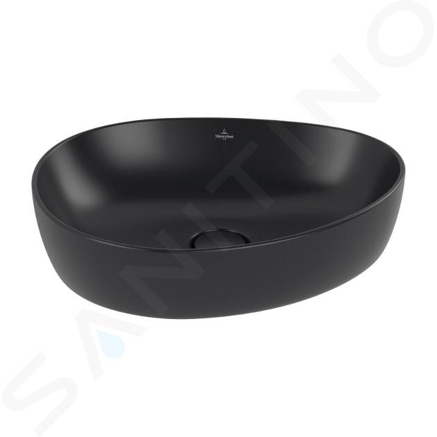 Villeroy & Boch Antao - Lavabo sobre encimera, 40x51 cm, CeramicPlus, negro puro 4A7351R7