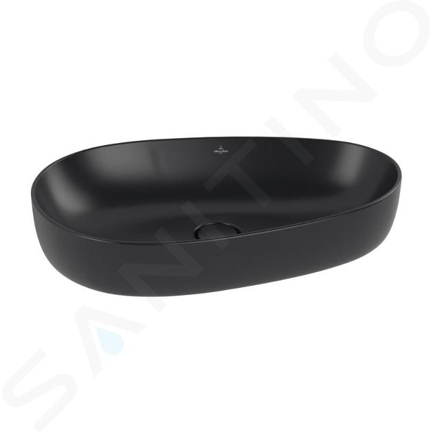 Villeroy & Boch Antao - Umyvadlo na desku, 40x65 cm, CeramicPlus, Pure Black 4A7465R7