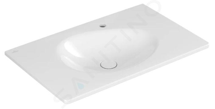 Villeroy & Boch Antao - Lavabo da mobile 80x50 cm, senza troppopieno, con foro per miscelatore, CeramicPlus, bianco alpino 4A7581R1