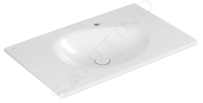 Villeroy & Boch Antao - Lavabo da mobile 80x50 cm, con troppopieno e foro per miscelatore, CeramicPlus, bianco alpino 4A7584R1