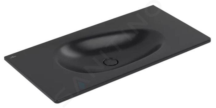 Villeroy & Boch Antao - Meubelwastafel 10x5 cm, zonder overloop, zonder kraangat, CeramicPlus, Pure Black 4A76A3R7