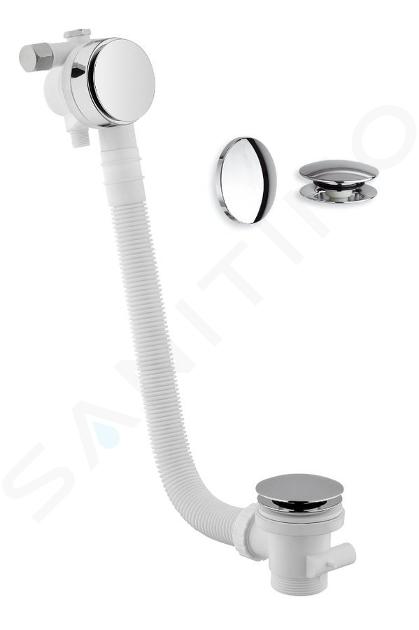 Sapho Senator - Set de baignoire avec remplissage, Click Clack, longueur 900 mm, bouchon 72 mm, acier inoxydable VR269028