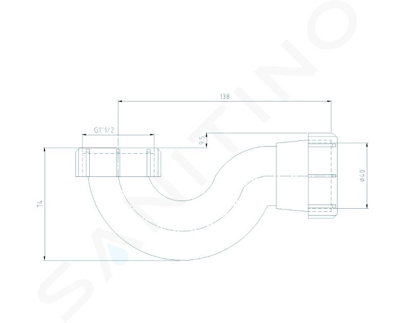 Sapho Siphons - Siphon 1 1/2 , avec écrou-raccord WJ607