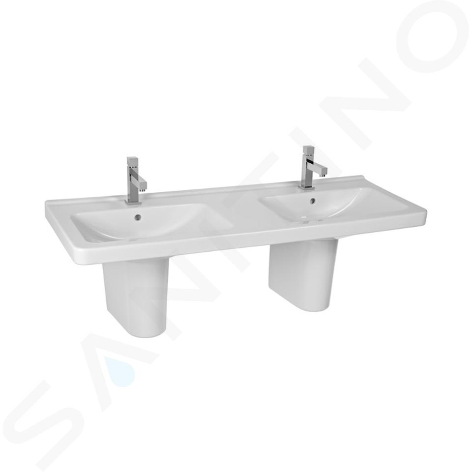 Jika Cubito - Lavabo a doppia vasca 1300x485 mm, con 2 fori per miscelatore, bianco H8144200001041