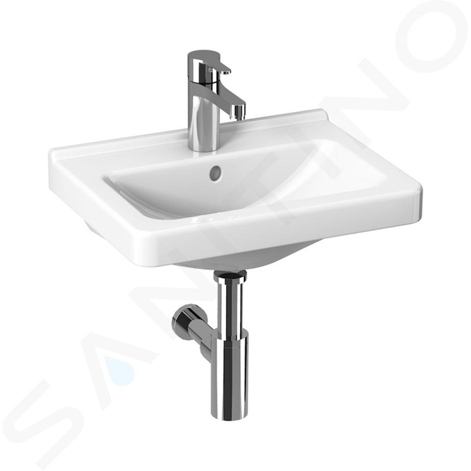 Jika Cubito - Lavabo 450x340 mm, con rebosadero, con orificio para grifo, Jika perla, blanco H8114221001041