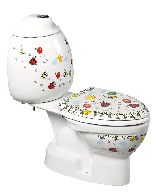 Sapho Kid - WC enfant à poser avec réservoir, évacuation verticale, imprimé en couleur CK301.400.0F