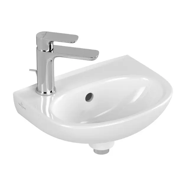 Levně Villeroy & Boch O.novo - Umývátko 36x28 cm, s přepadem, otvor pro baterii, CeramicPlus, alpská bílá 43403LR1