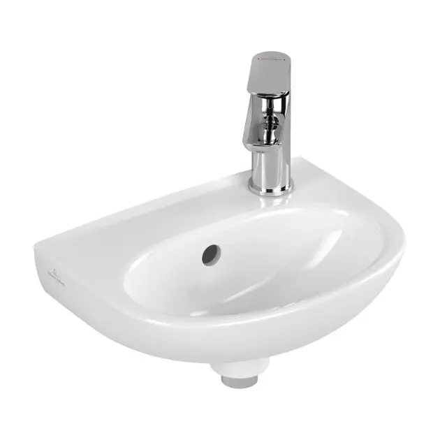 Levně Villeroy & Boch O.novo - Umývátko 36x28 cm, s přepadem, otvor pro baterii, CeramicPlus, alpská bílá 43403RR1