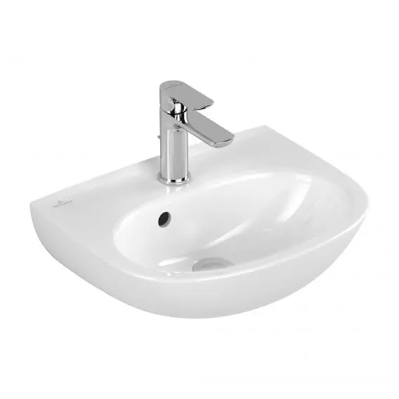 Levně Villeroy & Boch O.novo - Umývátko 45x36 cm, s přepadem, otvor pro baterii, alpská bílá 43404501